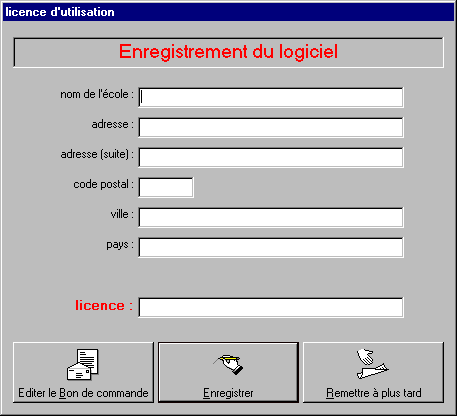 fentre d'enregistrement du programme